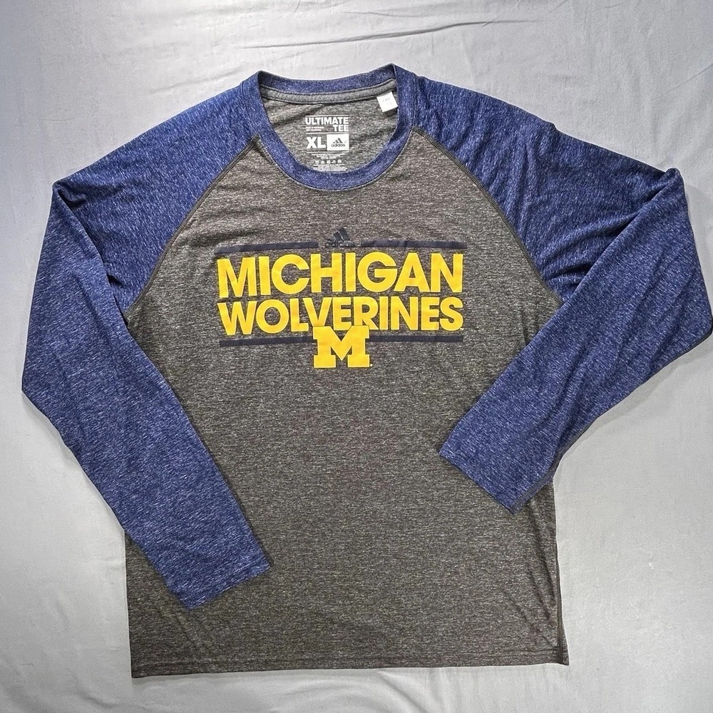 Adidas Michigan Wolverines College Long Sleeve‎ Shirt Men's XL